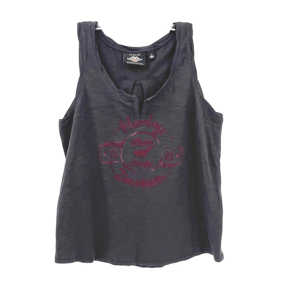 HARLEY DAVIDSON Women's M Dark Gray w/ Maroon Velour Print Sleeveless Tank Top